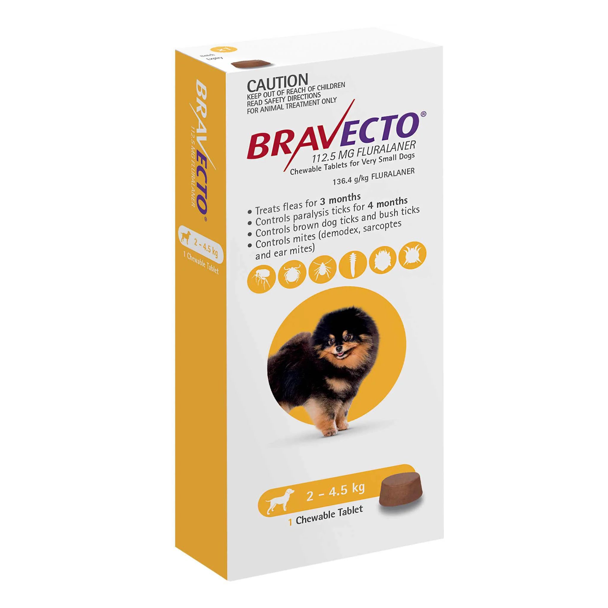 Bravecto 3-Month Chews for Very Small Dogs 2-4.5kg (Yellow) | The ...