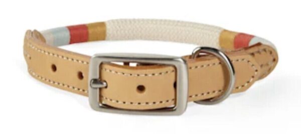 YOULY the Wanderer Cream Leather Rope Durable Dog Collar, L
