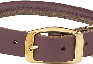 Casual Canine Rolled Leather Dog Collar, 22 to 26-Inch, Brown