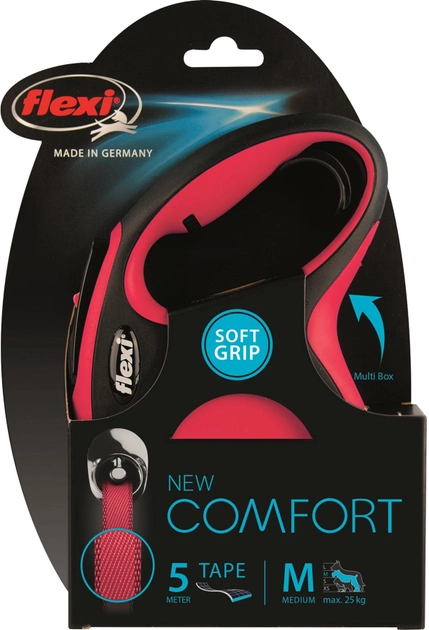 Flexi New Comfort M Tape 5 M, Red.
